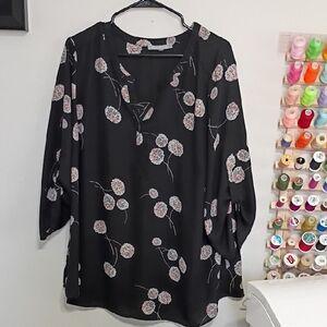 Daniel Rainn Black Floral Blouse